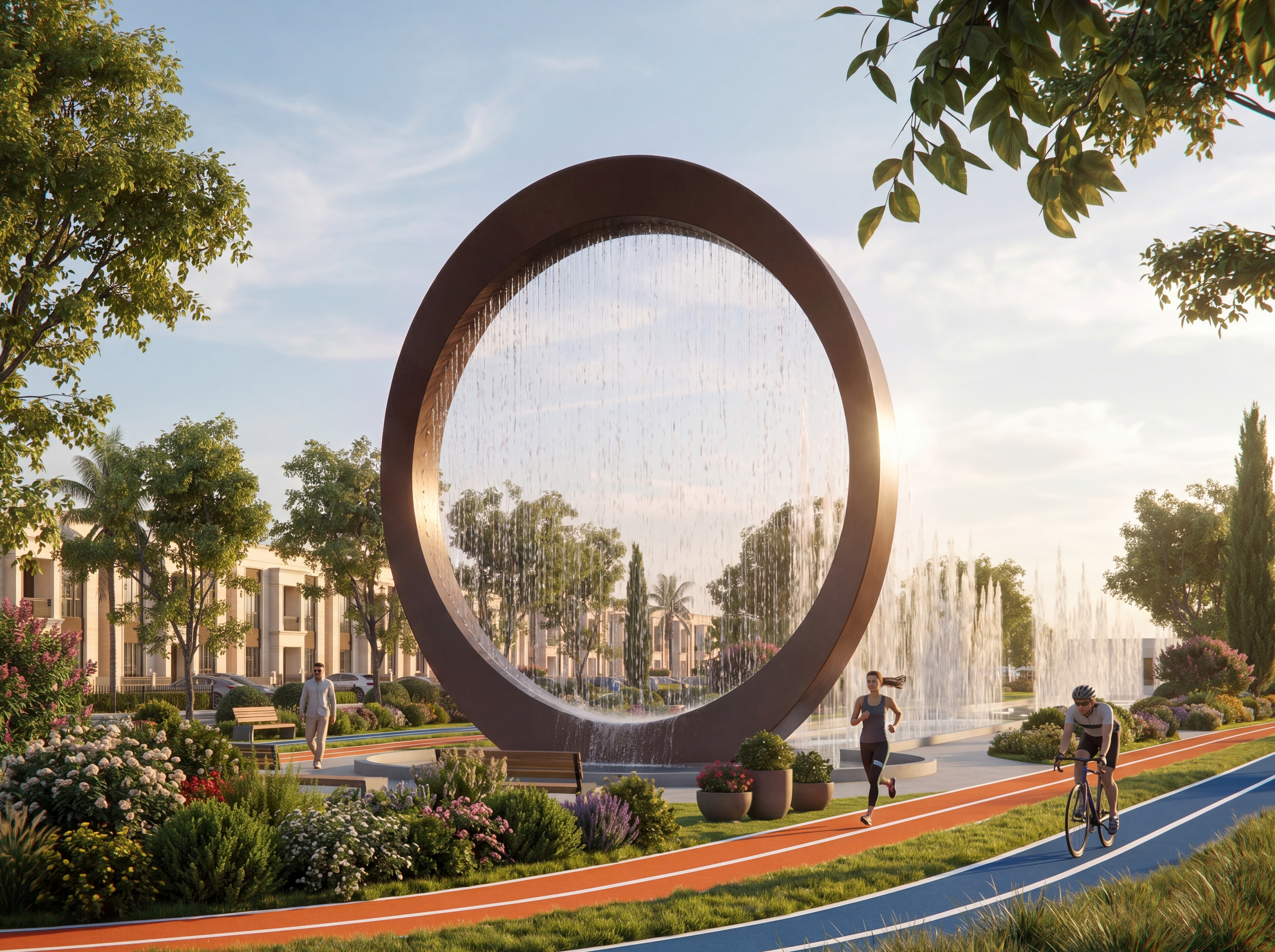 Fountain and jogging track